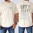 thumbnail image 3 of Lift Heavy Pray Hard Double Sided T-Shirt – Christian Faith Gym Jesus Graphic Tee, Religious Workout Shirt for Men, 3 of 6