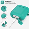 thumbnail image 3 of Coffea Protective Silicone Case with Keychain for AirPods 1 & 2 (Front LED Not Visible) (Turquoise Green), 3 of 7