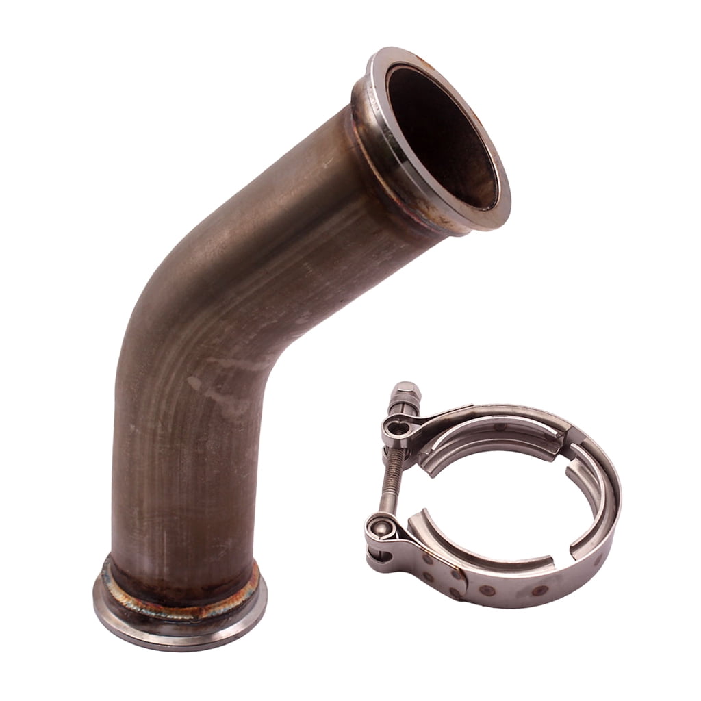 Emusa 90° SS Elbow Adapter – 2.5in ID V-Band Flange, Universal Stainless Pipe