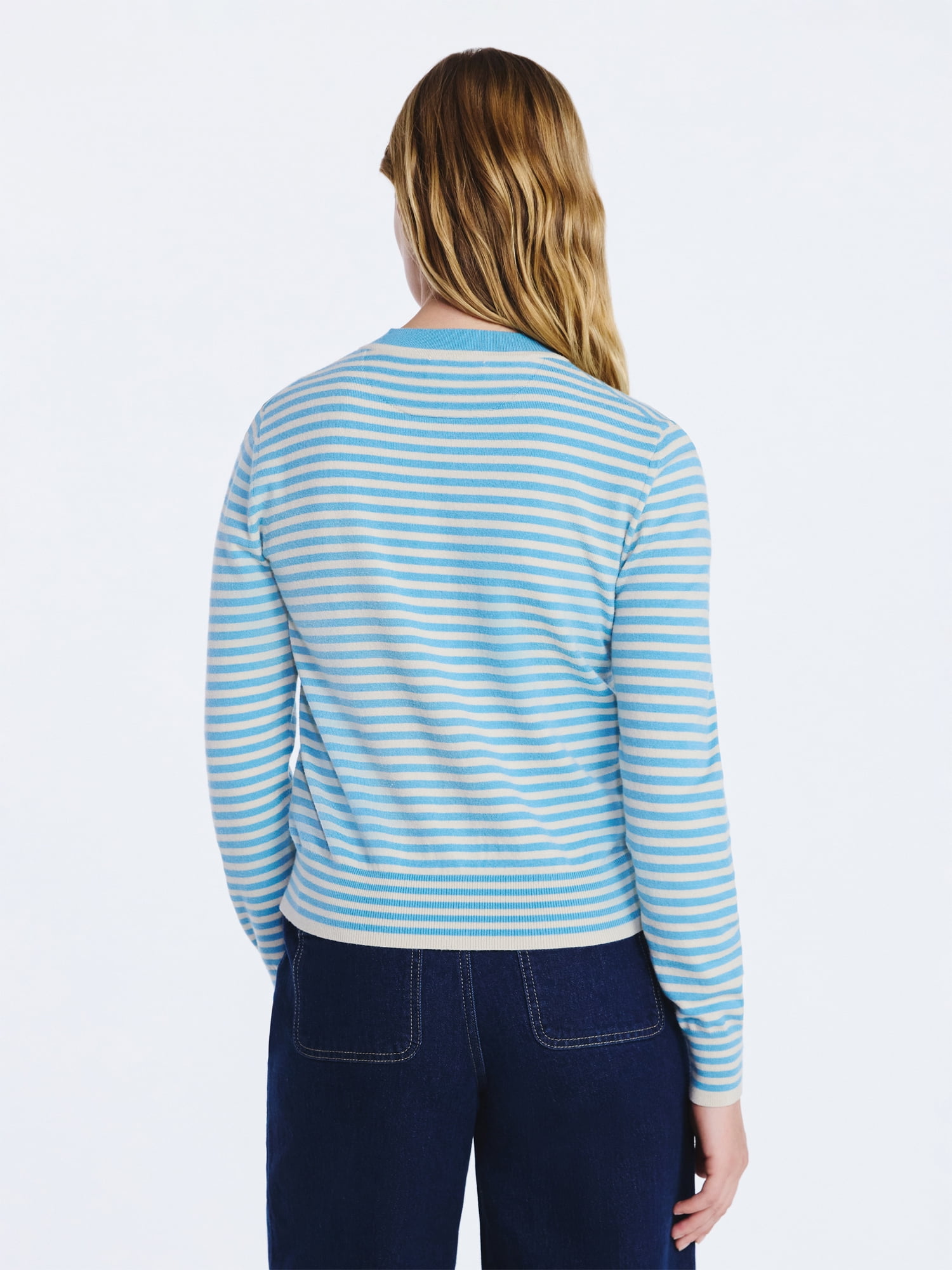 Free Assembly Women's and Women's Plus Solid, Stripe, & Print Classic Cozy Yarn Cardigan Sweater, Lightweight, Sizes XS-4X