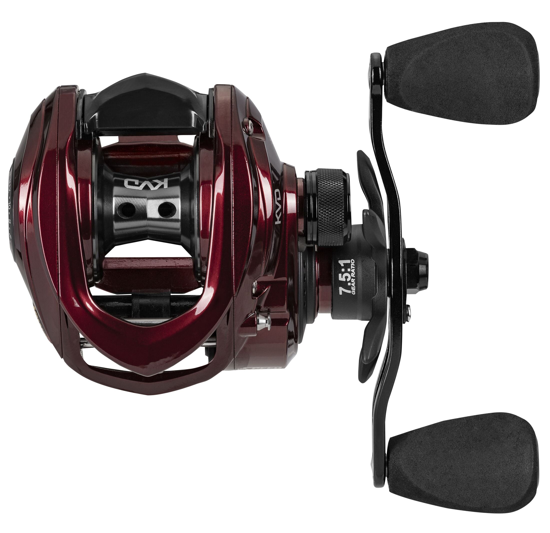 Lew's KVD Baitcast Fishing Reel, 7.5:1 Gear Ratio, Left-Hand Retrieve, Burgundy