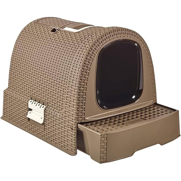 Keter Caja de Arena y Transportadora para Gatos, Caja Sanitaria con Filtro de Olores, Bandeja Extraíble y Puerta Frontal.