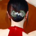 thumbnail image 3 of Vjnyvs Green Peacock Hair Curler Pearl Rhinestone Clip French Twist Bun Maker Accessory, 3 of 3