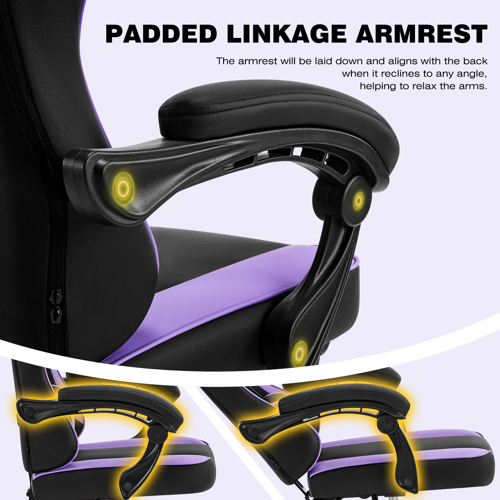 Falvinoryn Gaming Chair, Video Game Chair with Headrest and Lumbar Support,High Back Ergonomic Computer Chair with Footrest,Swivel Desk Office Chair, Purple