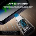 thumbnail image 5 of Hoibon PD 140W USB-C Male to USB-C Female Adapter for iPhone 15 Series, iPad Air/Pro, MacBook, Support Voltage and Power Smart LED Display - Black+Blue, 5 of 9