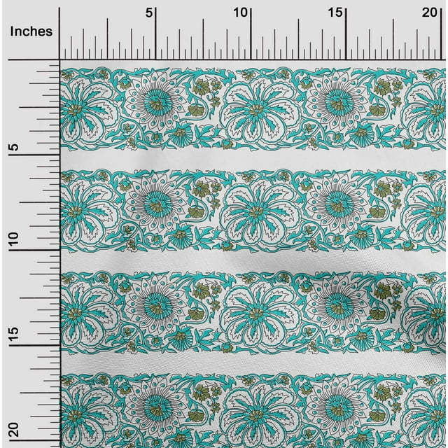 oneOone Georgette Viscose Fabric Leaves & Floral Block Print Fabric BTY 42 Inch Wide