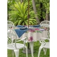 thumbnail image 2 of Spring Floral Outdoor Tablecloth - 54 Inch Round Dining Table Cover, Watercolor Easter Eggs Wreath Plants Beige Waterproof Outdoor Table Cloth with Umbrella Hole & Zipper for Picnic/Patio/Party, 2 of 7