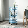 thumbnail image 4 of Mainstays  32" 3-Tier Rolling Round Kitchen Bar Storage Cart, Blue, 4 of 7