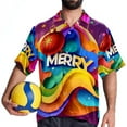 thumbnail image 4 of Christmas Font Men's Short Sleeve Poplin Shirt, Casual Printed Button Down Top for Summer Beach, Spread Collar Unisex Beach Shirt, 4 of 6