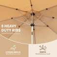 thumbnail image 5 of 10 FT Patio Umbrella with Push Button Tilt and Crank, Outdoor Sunshade Table Umbrella with 8 Sturdy Ribs for Garden Deck Backyard Pool, Beige, 5 of 7