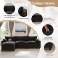 thumbnail image 4 of Ucloveria 116.5" L-Shaped Modular Sectional Couch With Ottoman, Cup Holders & Charging Ports - Chenille Cloud Couch, 4-Seat Deep Seat Sofa For Living Room, Apartment,Black, 4 of 8