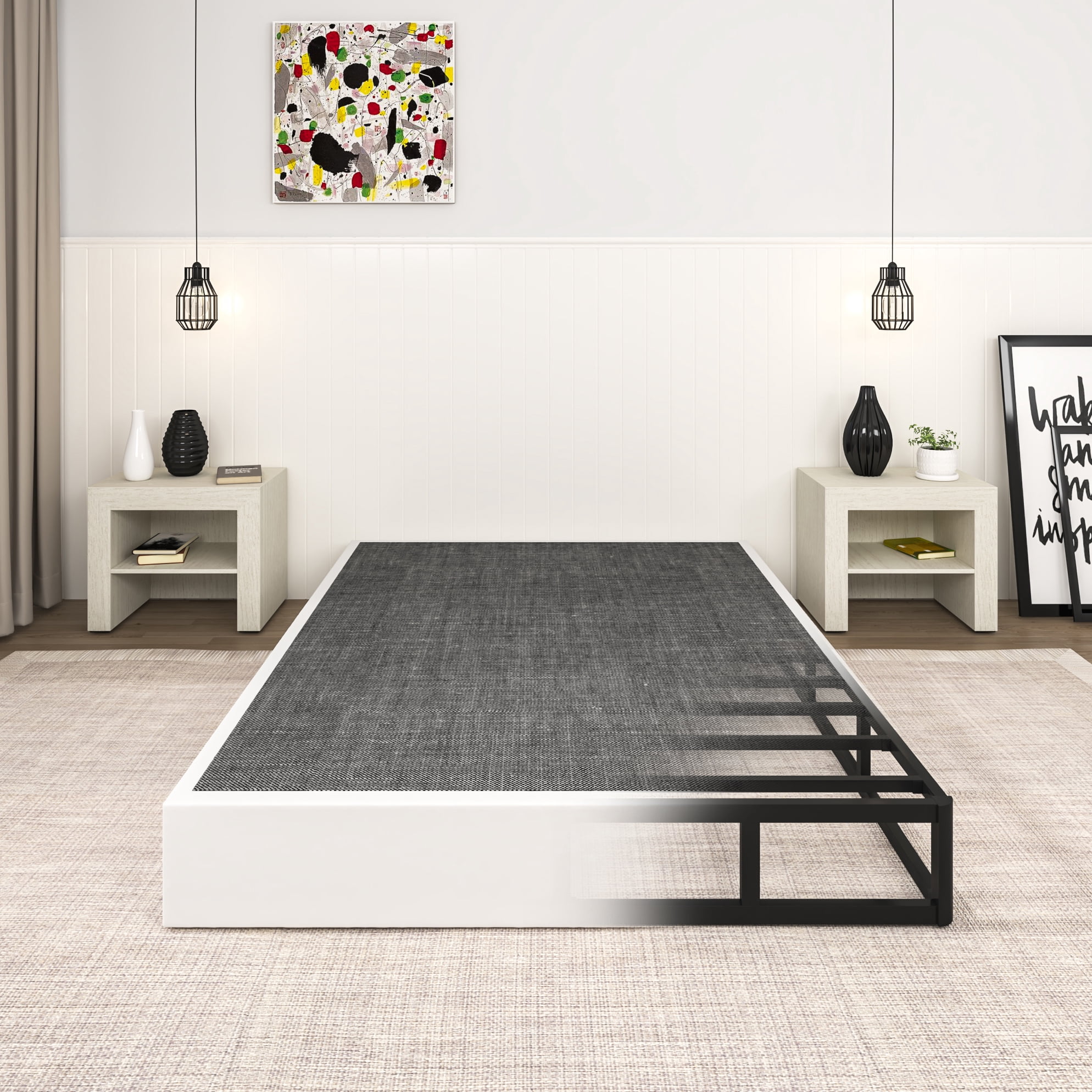 NULS Queen Box Springs 9 Inch, Heavy Duty Metal Frame Mattress Foundation with Easy Clean Cover, Noise Free, Easy Assembly