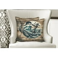 thumbnail image 4 of Ambesonne Nautical Throw Pillow Cover Pack of 2, Cottage Anchor Whale Waves, 2 Pcs-24" x 24", Brown and Slate Blue, 4 of 5
