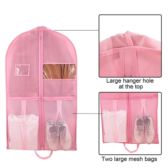 Eolstice Non-woven Fabric Garment Dirt Cover, Suit Storage Bag, Travel Clothes Protector, Garment Bag for Suit, Dress, Coat and Travel(Pink)