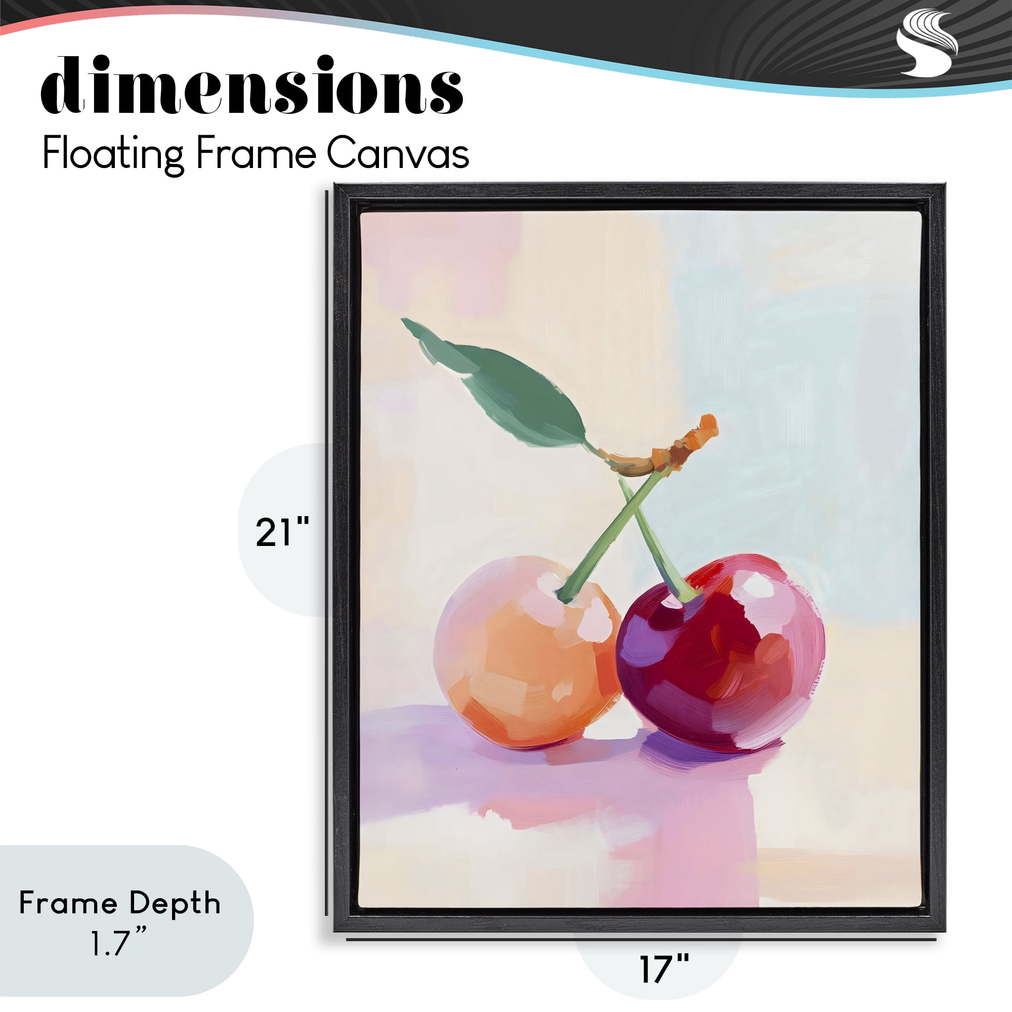 Stupell Industries Pastel Cherries Pair Black Framed Floater Canvas Wall Art, design by The Prints Vibe