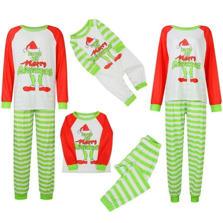 

2024 Christmas Grinch Print Family Matching Grinch Printing Christmas Loungwear Family Matching Outfits Pajamas for Baby Kid Men Women Fancy Dress Up