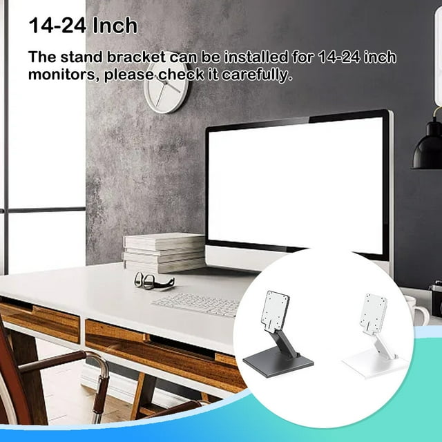 Monitor Stand Bracket Desktop Foldable Shelf Metal Base Shelf PC LCD Vertical Mount Upright Hanger Adjustable Support for 17-24 Inch White