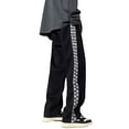 thumbnail image 3 of Pantalones de Mezclilla para Hombres Piernas Anchas Patrones Laterales Empalme Pantalones Largos Casuales de Moda para Uso Diario Negro XL, 3 of 8
