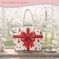 thumbnail image 7 of XYZCANDO Christmas Bow Print Padded Shoulder Tote Bag, Large Capacity Festive Quilted Handbag for Holiday Shopping, Travel, Daily Commute, Gift for Women, 7 of 7