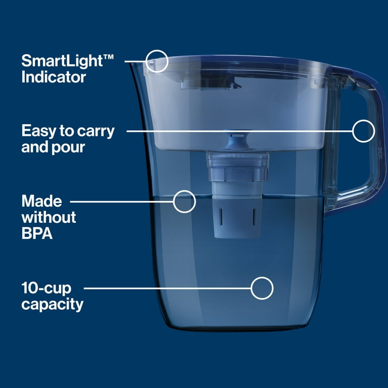 Brita Large 10 Cup Blue Stream Filter as You Pour Plastic Water Filter  Pitcher 