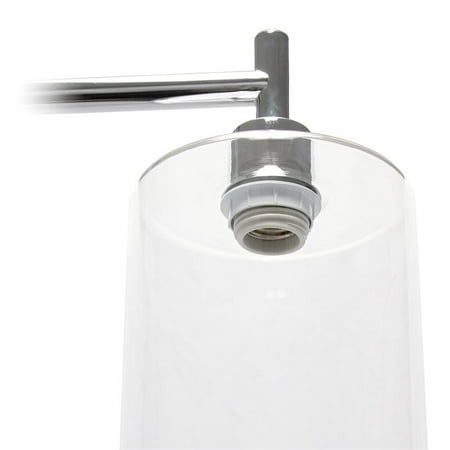 Simple Designs - Modern Iron Lantern Floor Lamp with Glass Shade - Chrome