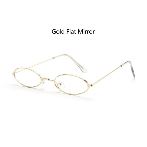 Retro Small Frame Men and Women Accessories Eyeglasses Oval Sunglasses Vintage Shades Sun Glasses GOLD FLAT MIRROR