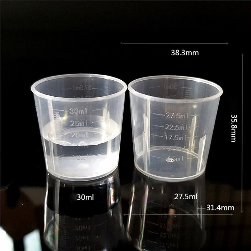 Yannee 20 Pcs 30 ml Transparent Plastics Measure Cups Dual Scales Cup  Container 