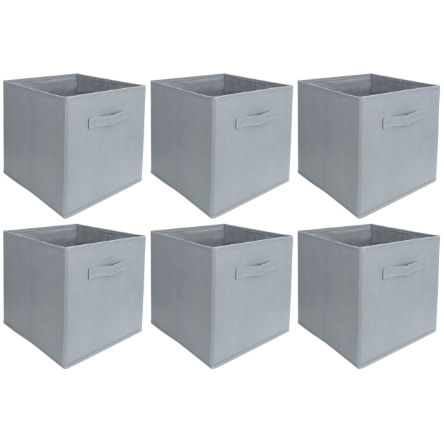 Purebryt Foldable Fabric Cube Storage Bins (10.5" x 10.5" x 11" ), 6 Pack, Light Gray