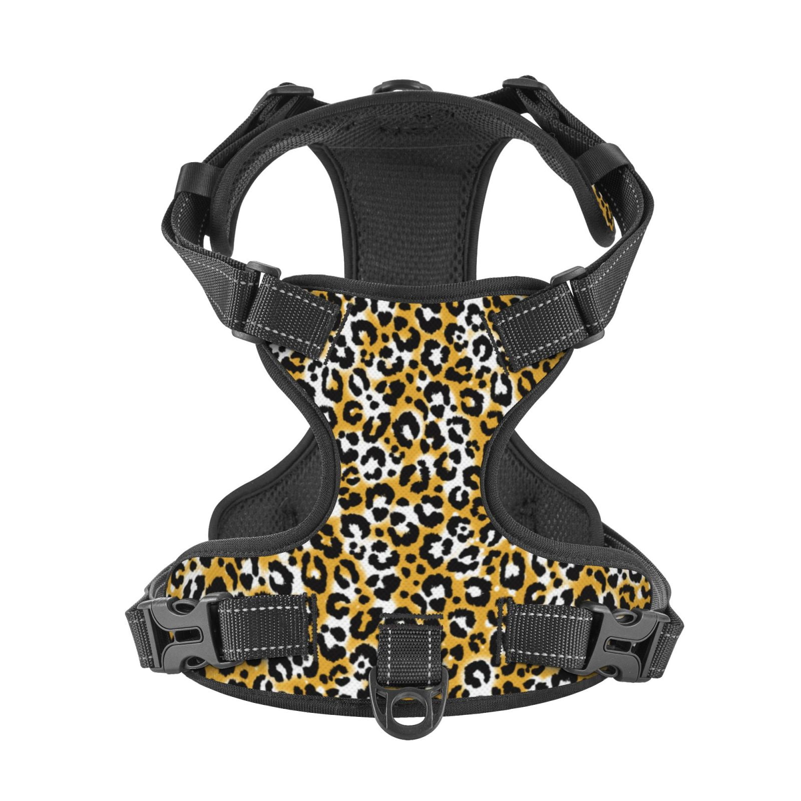 Kdxio Leopard Print No Pull Dog Harness Adjustable Reflective Oxford Easy Control Medium Large Dog Harness for Training and Everyday-Medium
