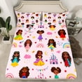 thumbnail image 4 of jejeloiu Kawaii Black Princess Full Size Sheets,Colorful Rainbow Castle Bed Sheets,Multicolor Stars Heart Sheet Sets For Children,Ultra Soft Bedroom Decoration,4pcs, 4 of 7
