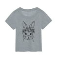 thumbnail image 1 of MIASHUI T-Shirt à Manches Courtes pour Tout-Petits, Imprimé Lapin de Pâques, Gris, 5-6 Ans, 1 of 3