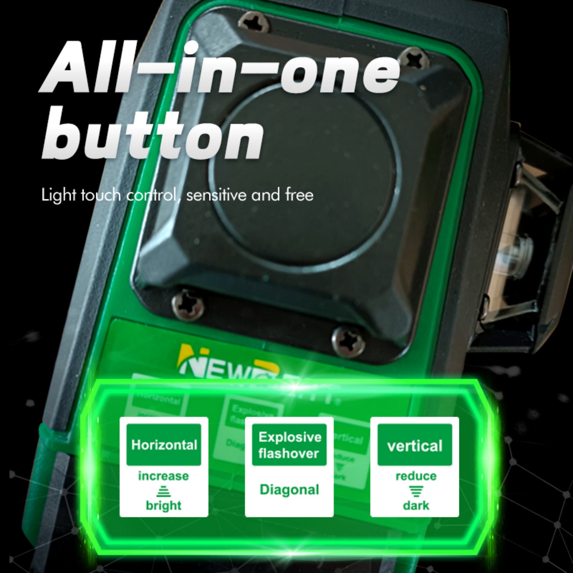 NEWBEAT 360° Self-Leveling Laser Level, Remote Control Cross Line Laser Tool for Construction, Tile and Renovation Projects
