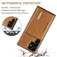 thumbnail image 5 of SaniMore Case for Samsung Galaxy S23 Ultra 6.8" 2023, Retro PU Leather Case Soft TPU Inner Detachable Magnetic Folding Card Pocket Flip Kickstand Anti-drop Shockproof Protectiive Case, Brown, 5 of 11