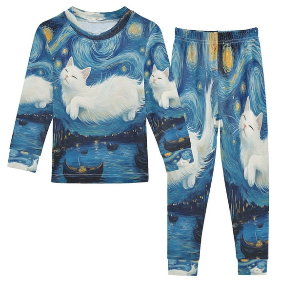 BZSMCE Unisex Pajama Set Snug-Fit Cotton Sleepwear Dreaming Among The Stars Printed