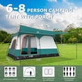 thumbnail image 3 of Gymax 8-Person Camping Tent w/ Porch Large Family Cabin Tent w/ 2 Rooms 2 Doors Green, 3 of 10