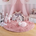 thumbnail image 7 of Junovo Round Fluffy Area Rugs For Kids Girls Princess Castle Plush Shaggy Carpet Cute Circle Nursery Rug For Kids Room Bedroom Living Room,4'x4',Blush, 7 of 7