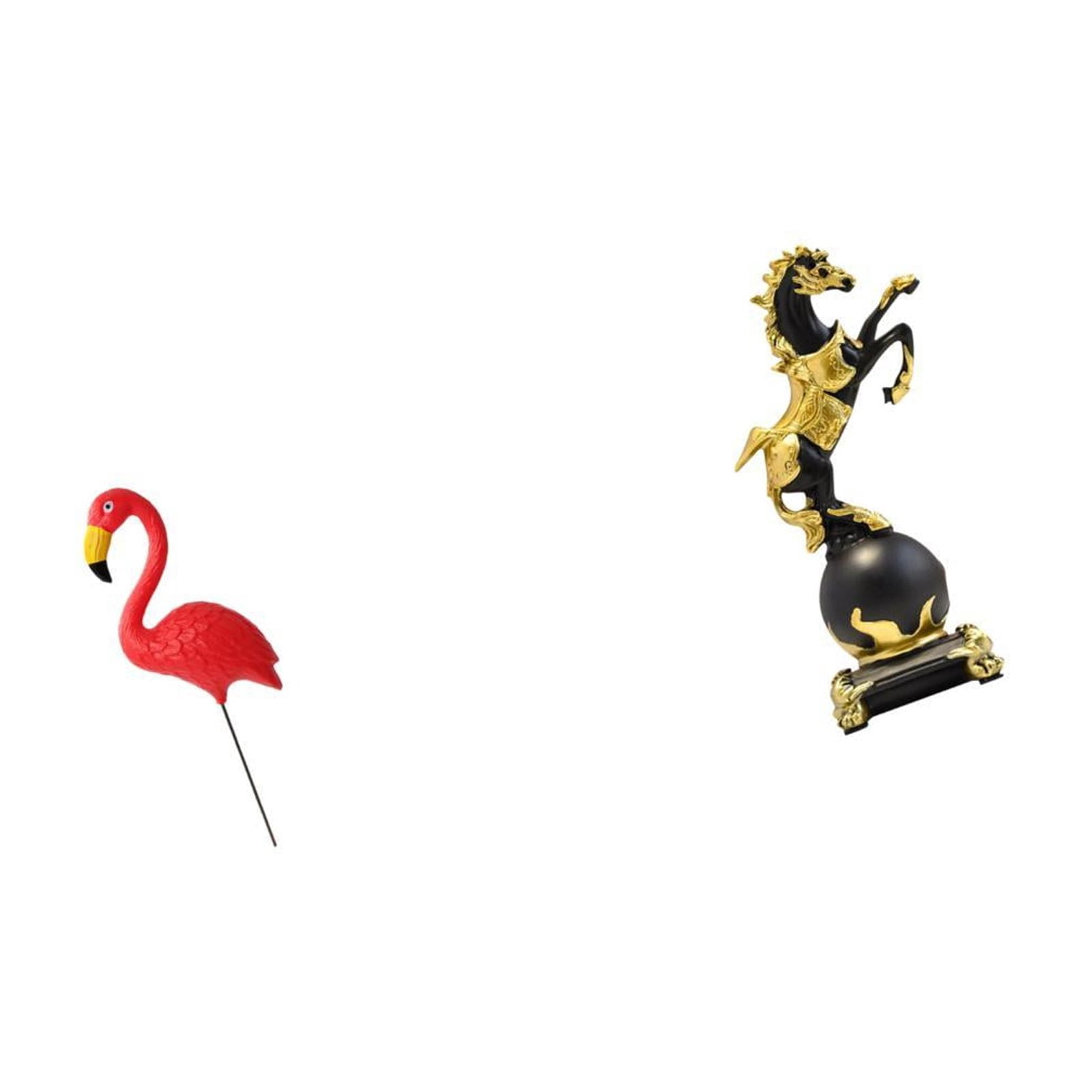 Dualoai Flamingo Horse Garden Statue Figurine Ornament Sculpture for Holiday Spring Modern Collection Tabletop Centerpiece Fireplace Living Room Desk Yard Art