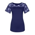 thumbnail image 3 of Fridja T-Shirt Blouse à Manches Courtes Col Rond en Dentelle Unie pour Femmes, 3 of 4
