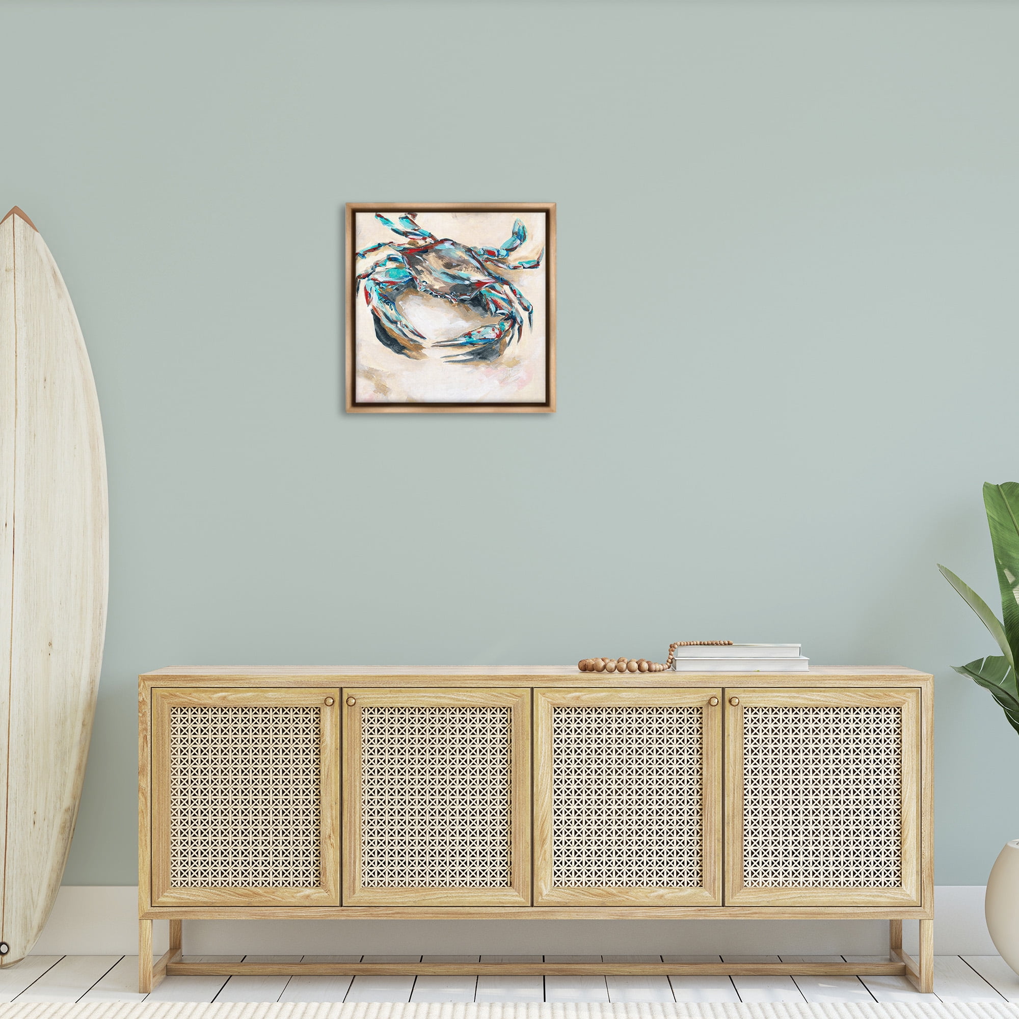 Stupell Industries Abstract Nautical Crab Animals & Insects Painting Brown Floater Framed Canvas Art Print Wall Art, 25 x 25