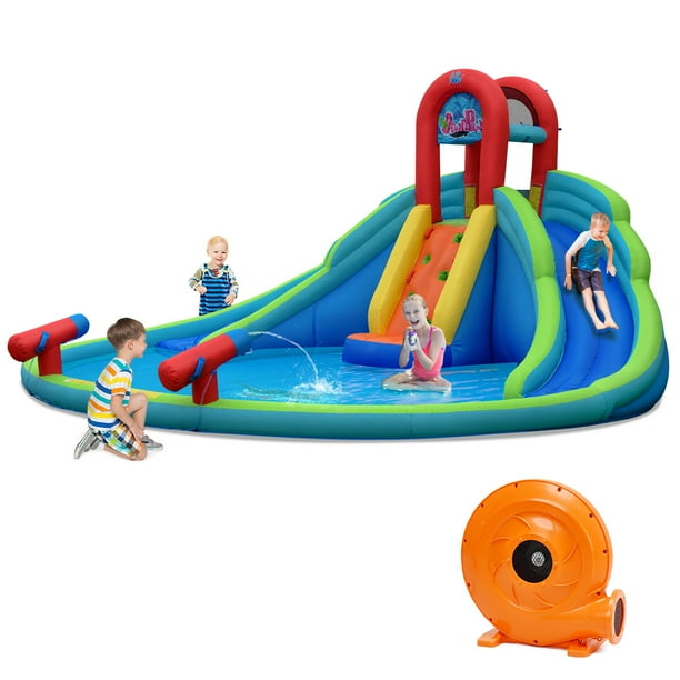 Costway Inflatable Bounce House Water Splash Pool Dual Slide Climbing Wall - Walmart.com