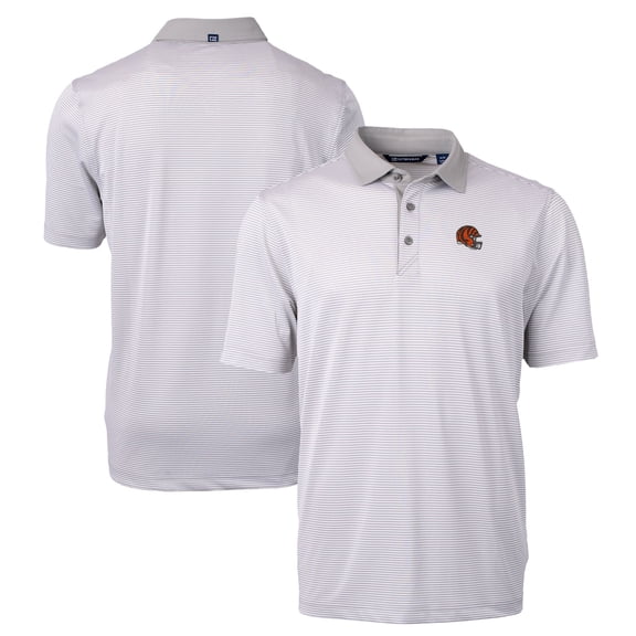 Men's Cutter & Buck Gray Cincinnati Bengals Big & Tall Virtue Eco Pique Micro Stripe Recycled Polo