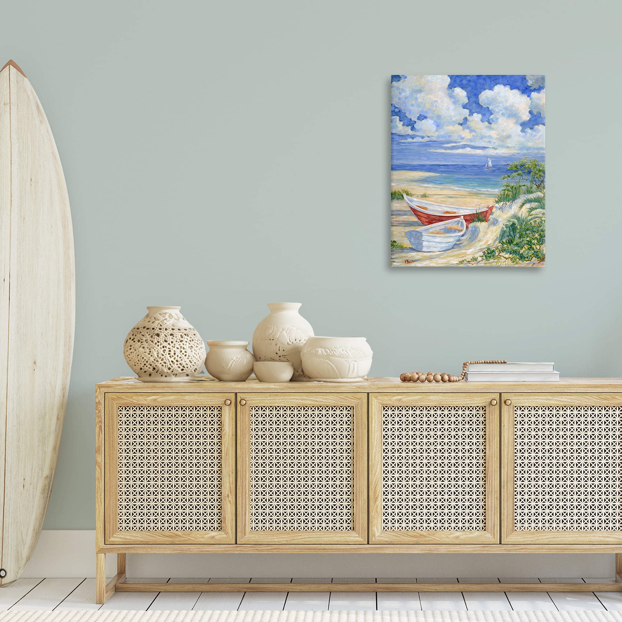 Stupell Industries Two Boats on Sand Transportation Painting Gallery Wrapped Canvas Art Print Wall Art, 24 x 30