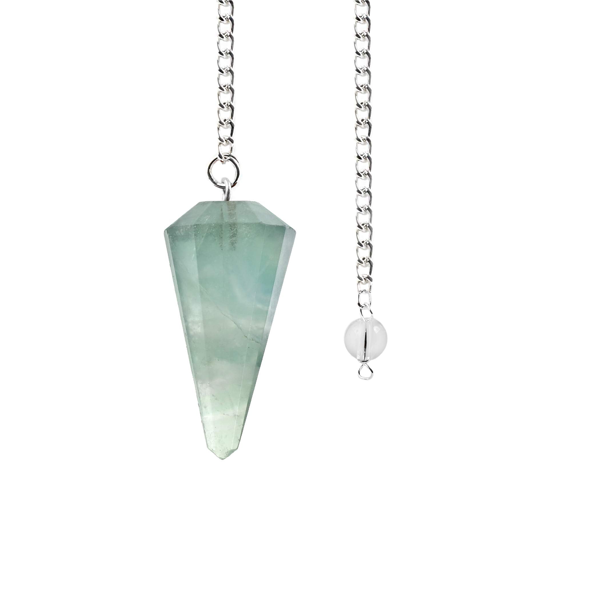 Natural Gemstones Fluorite Pendulum Healing Dowsing Reiki Chakra Pendant Chain 