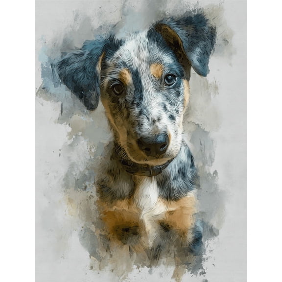 Qisvanset Cute Dog Portrait Canvas Wall Art 15.75x11.81 Inches