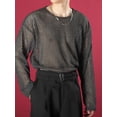 thumbnail image 3 of INCERUN Men's Sheer Mesh Long Sleeve Hollow Out Loose Tops Pullover, 3 of 8
