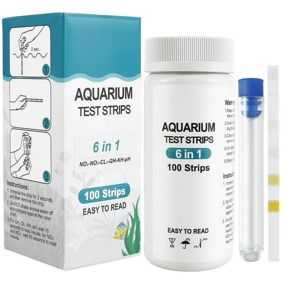 100Pcs Aquarium Test Strips 7 in 1 Fish Tank Test Kit Freshwater Saltwater Aquarium Water pH Test Strips Kit for Total