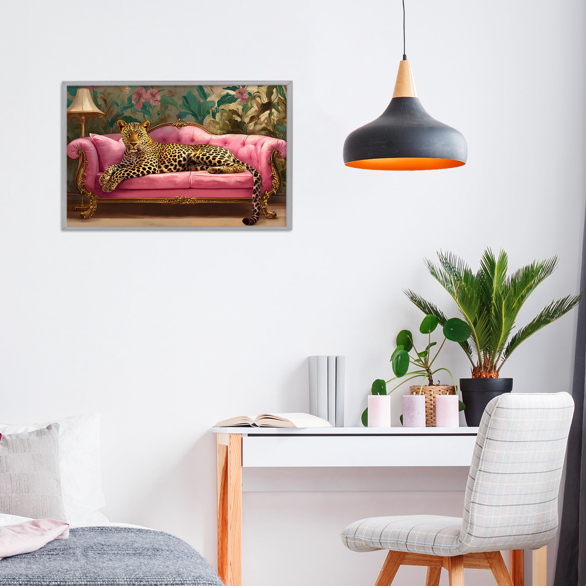 Stupell Industries Exotic Lounging Leopard Gray Framed Giclee Art, design by Tina LeCour