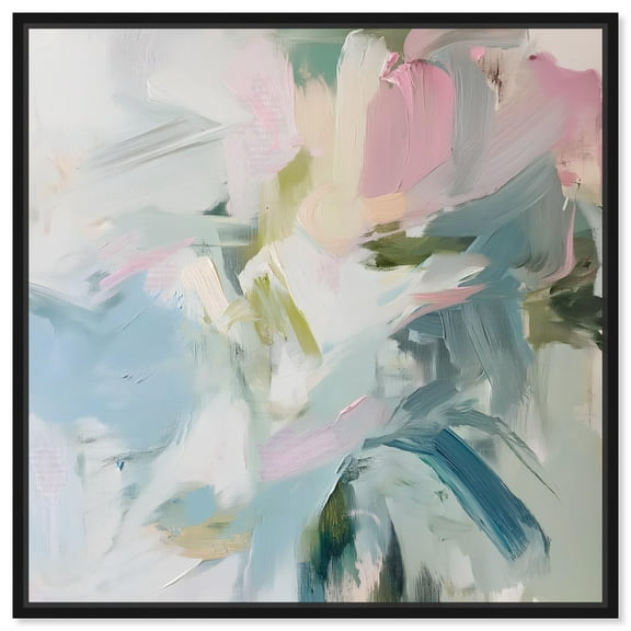 Elegant Green Abstract Canvas Modern Colorful Art by Art Remedy, Black Frame, 12" x 12"