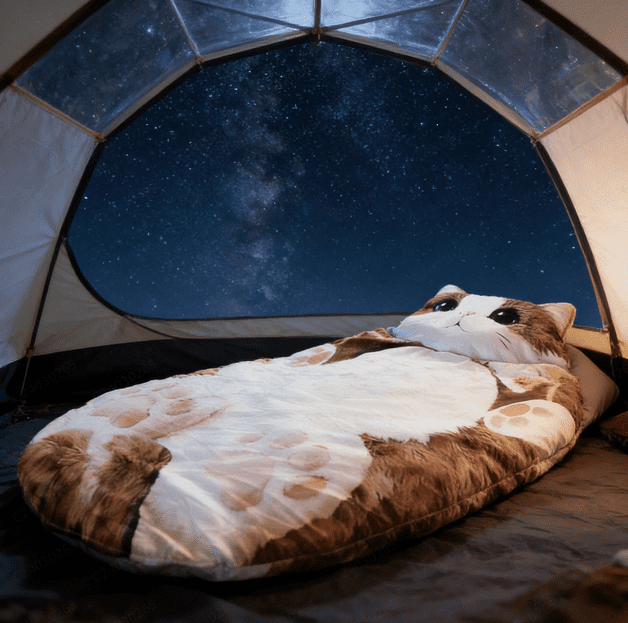 Adult Soft Sleeping Bag – Plush Cat Envelope Sleeping Bag for Camping, Sleepovers & Home Lounging, Washable Warm Blanket 69x31 IN