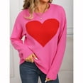 thumbnail image 4 of Kaliqueen Womens Sweater Crew Neck Heart Embroidery Knit Pullover Tops Casual Long Sleeve Loose Fit Trendy Outfits, 4 of 9